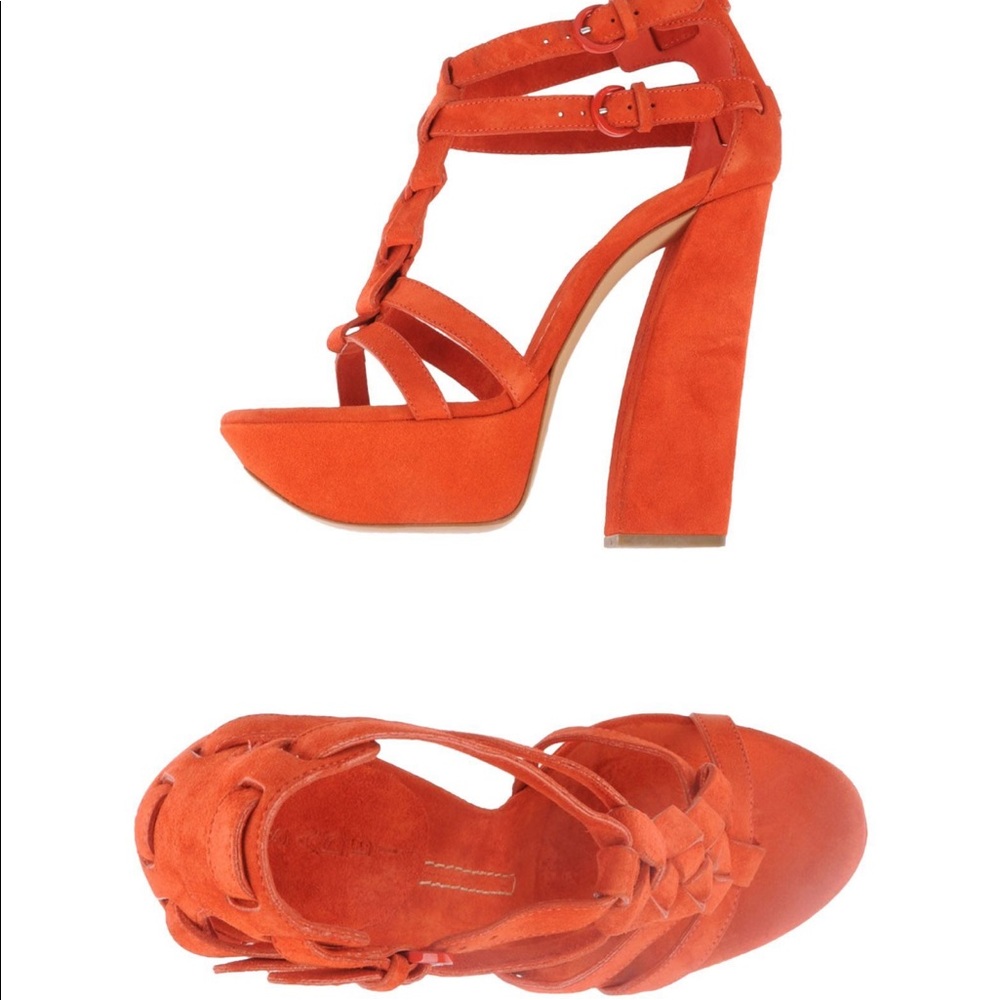 Casadei orange sueded Platform sandals size 6 - Picture 1 of 17